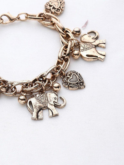 Elephant And Heart Shaped Charm Bracelet-jewelry-Des Mess