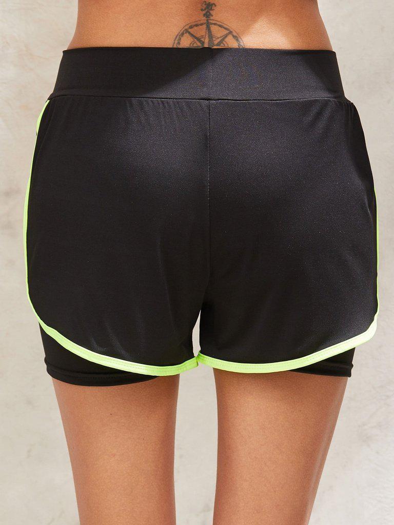 Letter Print 2 in 1 Dolphin Hem Sports Shorts-sportswear-Des Mess