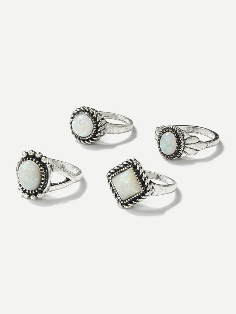 Gemstone Ring Set 4pcs-jewelry-Des Mess