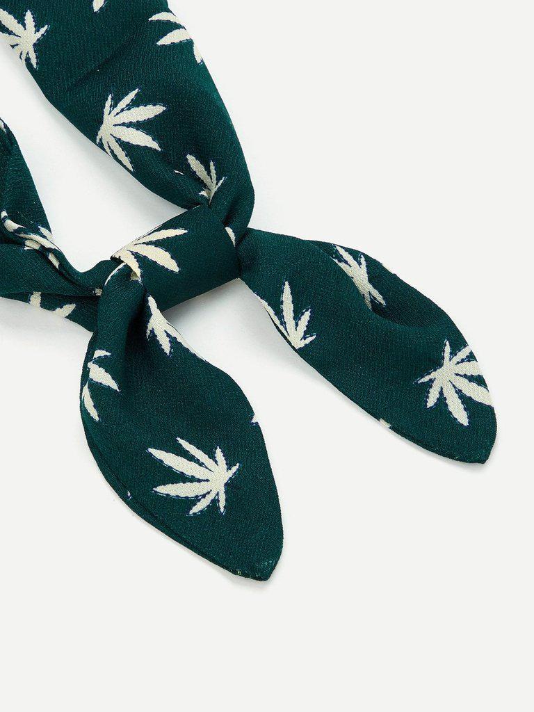 Leaf Printed Skinny Scarf-accessories-Des Mess
