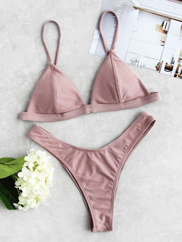 Seam Detail Triangle Bikini Set-swimwear-Des Mess
