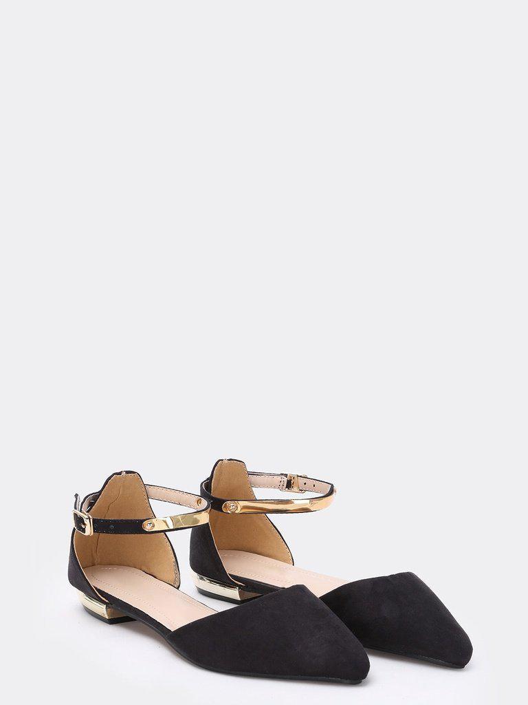 Black Point Toe Metallic Slingbacks Flats-shoes-Des Mess
